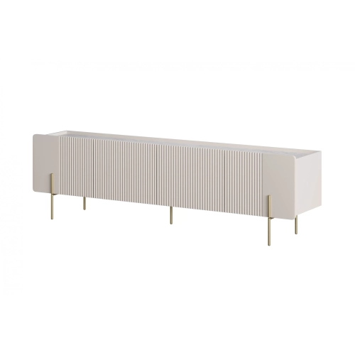 Szafka RTV Malmi 200 cm - kaszmir / crema bianca / złote nóżki